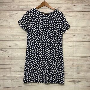 J.Crew Navy White Polka Dot Short Sleeve Shift Dress Size 6 NWT